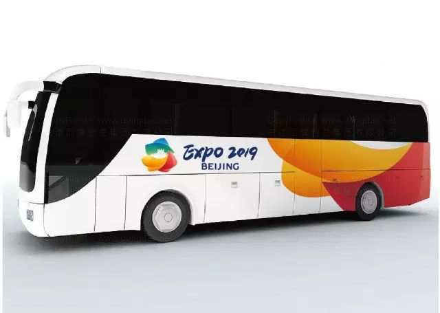 印有北京世園會會徽設計的巴士